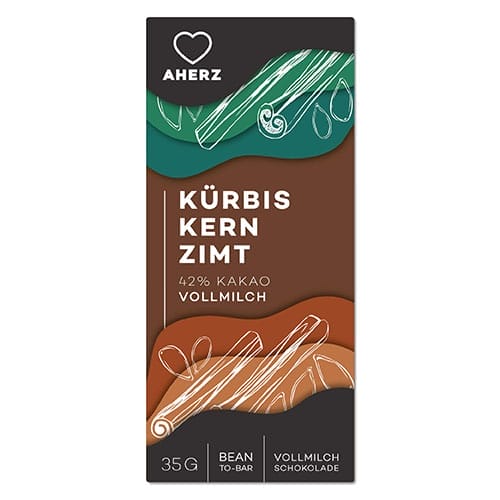 Kürbiskern Zimt Vollmilch Bean to Bar Schokoladentafel
